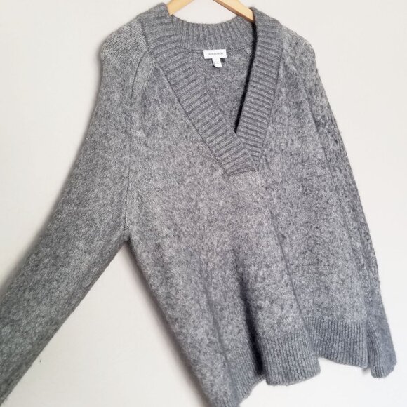 Nordstrom Women's L Balloon Sleeve Sweater Baby Alpaca Wool Blend Gray Soft $129 - Picture 10 of 16